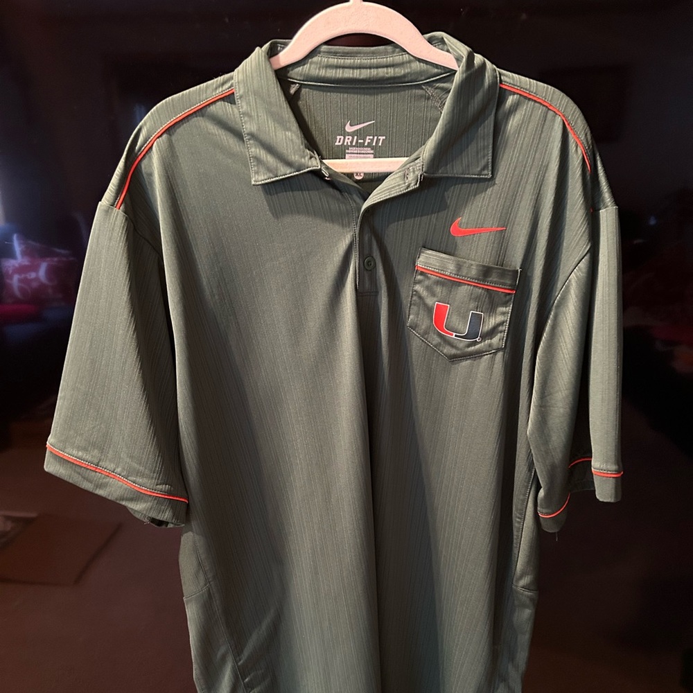 Nike MIAMI HURRICANES Dri-Fit On-Field Pocket Polo Shirt — Mens XL